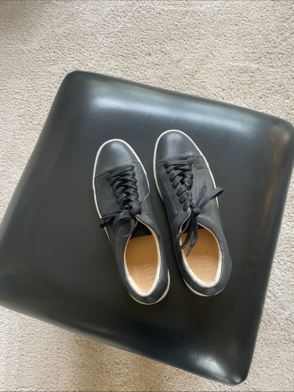 Frye Black Leather Low-Top Lace-Up Sneakers